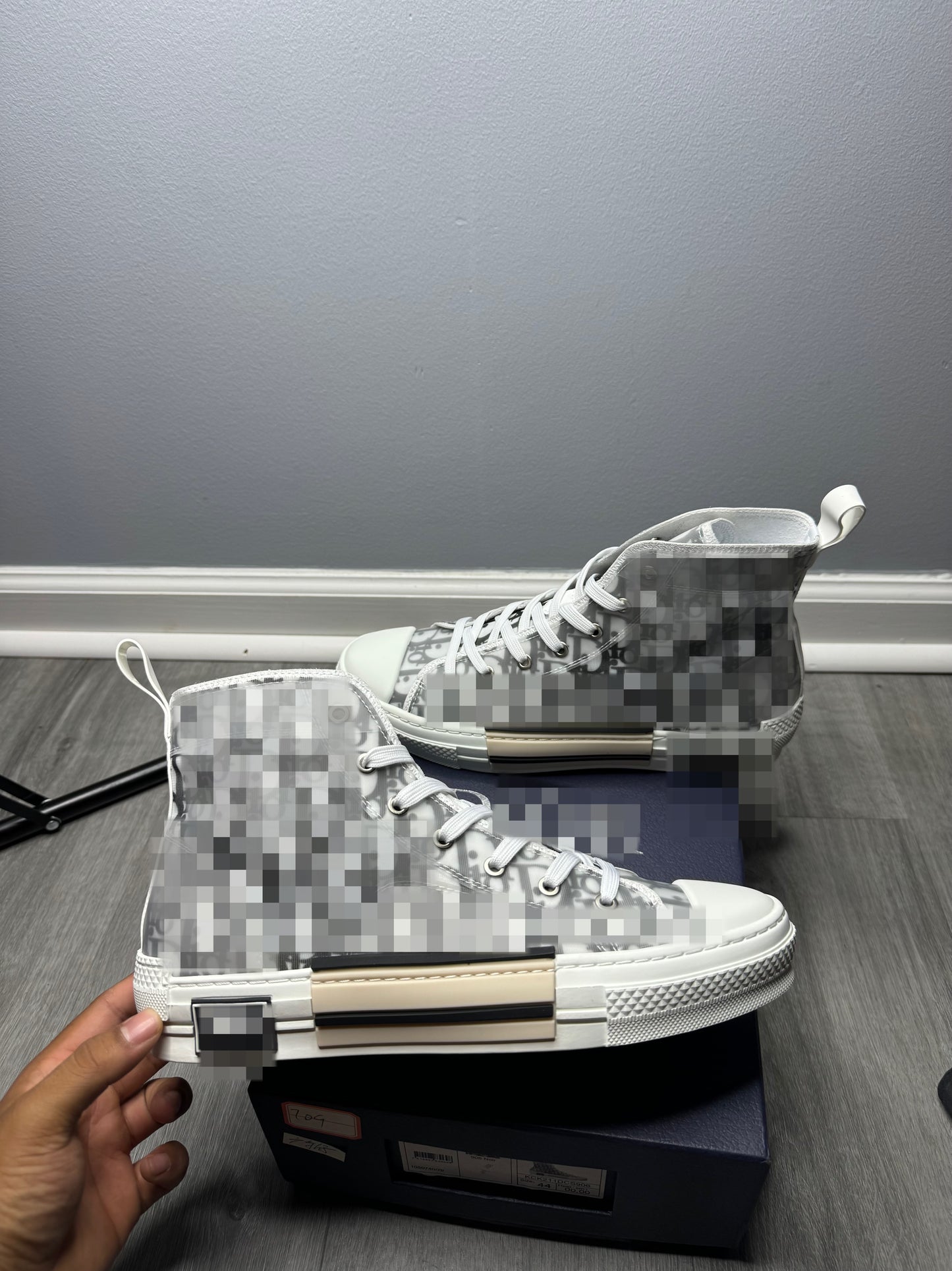 White high top D kicks